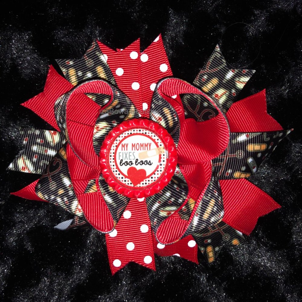 "My Mommy fixes Boo Boos" Bottle Cap Image Deluxe Bow -kid (2) 5B1827 handma - Picture 3 of 3
